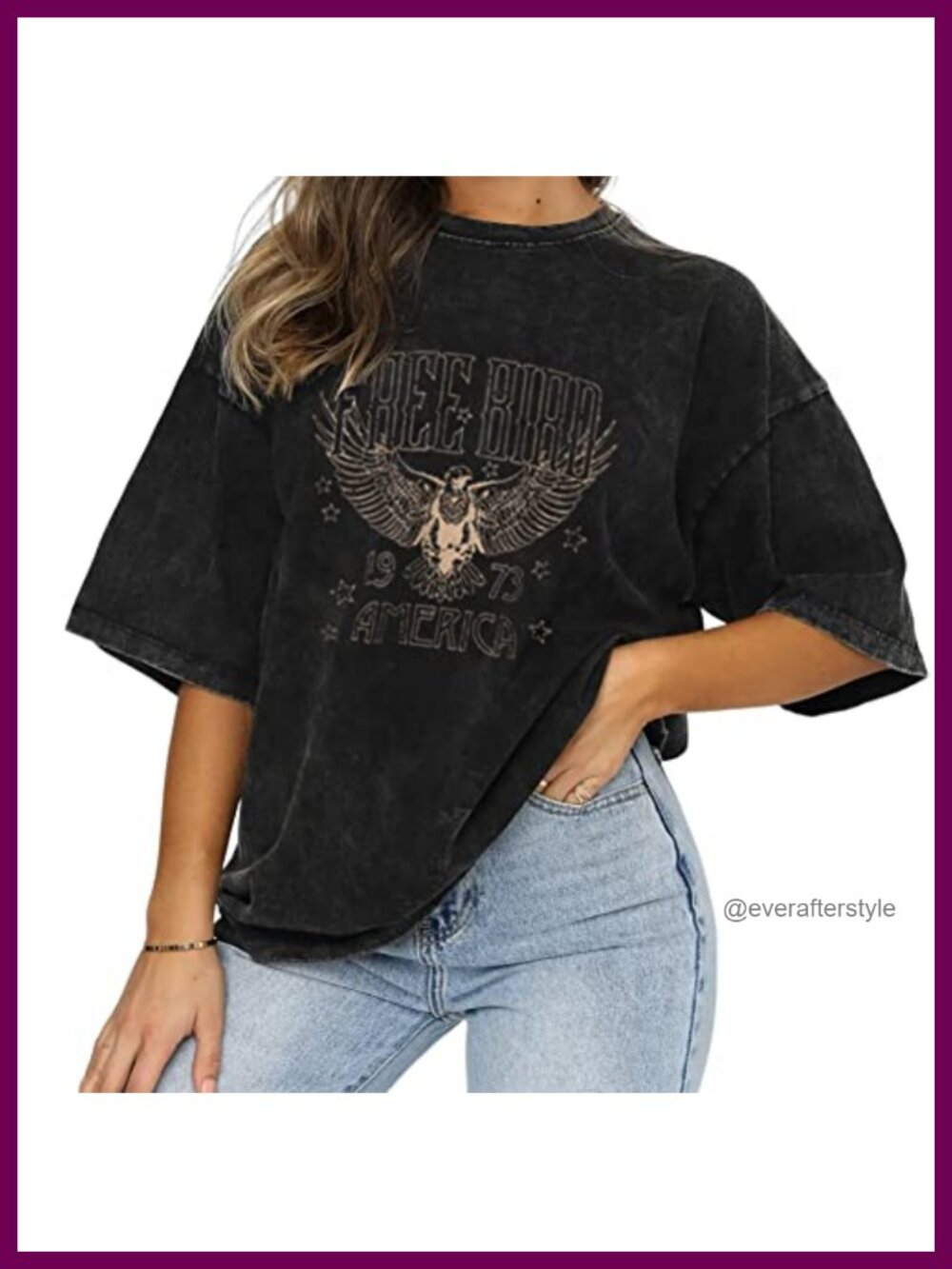 Vintage Rock Band Graphic T-Shirt for Women Retro Free Bird Eagle Country Music